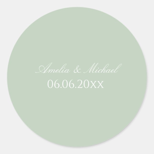 Sticker Rond Sage green minimalist save the date (Devant)