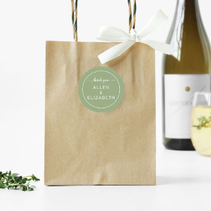 Sticker Rond Sage Green Modern Thank You Card Wedding Favor