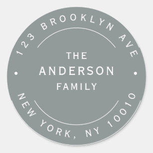 Sticker Rond Sage Green Nom de famille Ronde Adresse de retour 