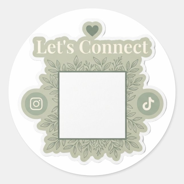 Sticker Rond Sage Green QR Code Let's Connect Small Business St (Devant)