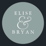 Sticker Rond Sage Green Simple Moderne Élégant Mariage<br><div class="desc">Sage Green Simple Modern Elegant Wedding Classic Round Sticker Collection correspondante à Niche et Nest store.</div>
