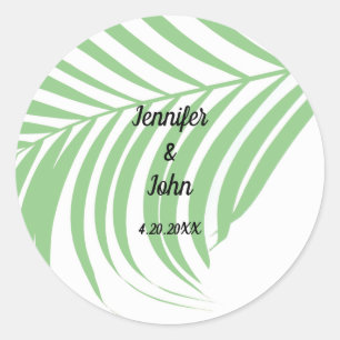 Sticker Rond Sage Green Tropical Palm Tree feuille mignonne Mar