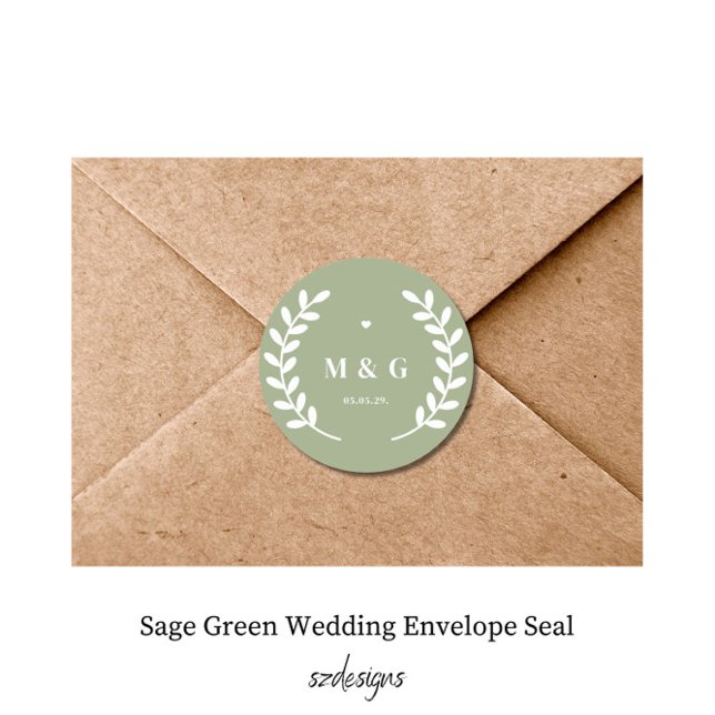 Sticker Rond Sage Green Wedding Envelope Seal (Créateur téléchargé)