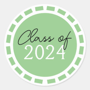 Sticker Rond Sage Green & White Filmstrip Graduation