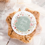 Sticker Rond Sage Vert Fleur Sauvage Papillon Remerciement Douc<br><div class="desc">Cette délicieuse aiguille présente des fleurs sauvages d'inspiration boho dans une palette chaude de vert sauge mat,  rose poussiéreux,  beige et jaune moutarde.</div>