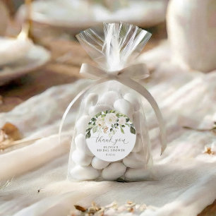 Sticker Rond Sage Vert Floral Blanc Mariage Sous Forme D'aquare