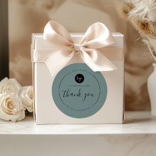 Sticker Rond Sage Vert minimaliste Merci esthétique Cercle