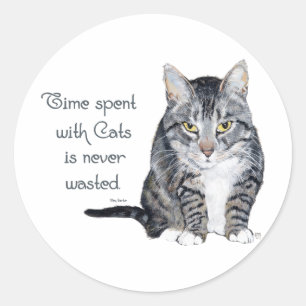 Sticker Rond Sagesse de chat - Temps passé avec les chats