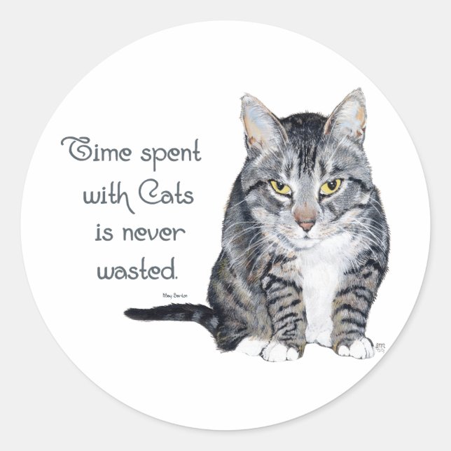 Sticker Rond Sagesse de chat - Temps passé avec les chats (Devant)
