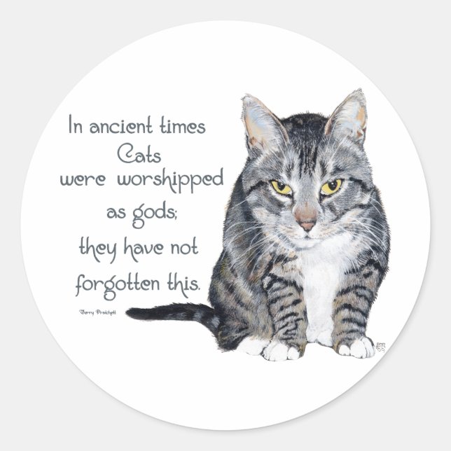 Sticker Rond Sagesse Féline - dans les temps anciens, les chats (Devant)