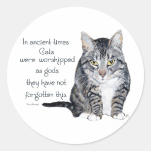 Sticker Rond Sagesse Féline - dans les temps anciens, les chats