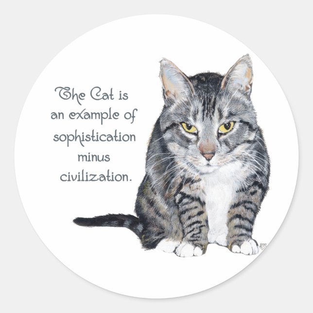 Sticker Rond Sagesse Féline - Sophistication moins Civilisation (Devant)