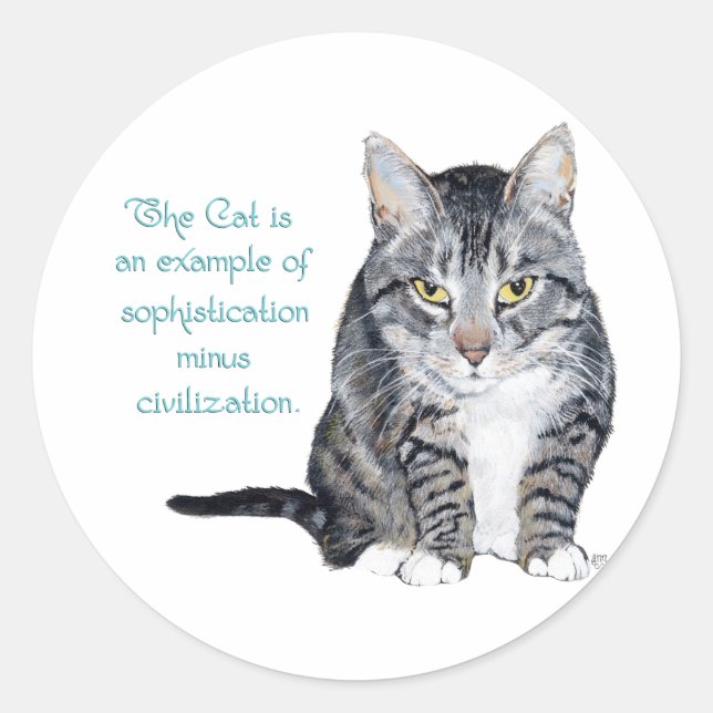 Sticker Rond Sagesse Féline - Sophistication moins Civilisation (Devant)