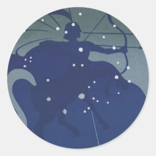 Sticker Rond Sagittaire Constellation Astrologie Vintage Zodiaq