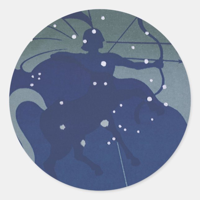Sticker Rond Sagittaire Constellation Astrologie Vintage Zodiaq (Devant)