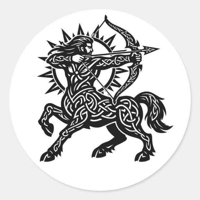 Sticker Rond Sagittaire — L'Archer par BurnsInHell (Devant)