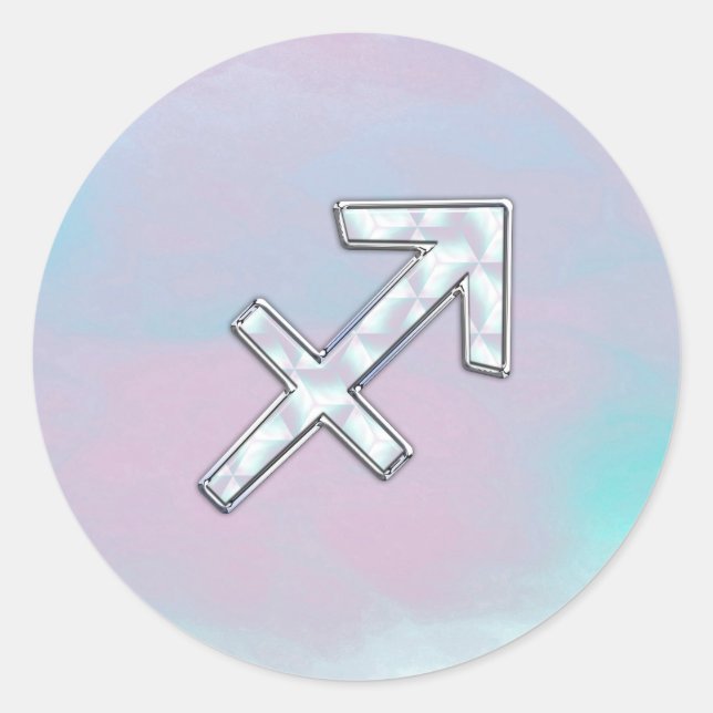 Sticker Rond Sagittaire moderne Zodiac sur Mère de style perle (Devant)