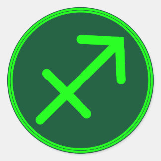Sticker Rond Sagittaire Symbole du Zodiaque Contraste Vert