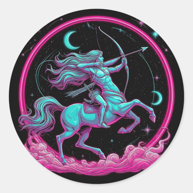Sticker Rond ✨ Sagittaire Zodiaque Pour Les Fans D'astrologie (Devant)