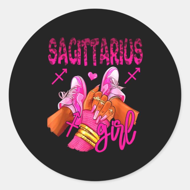 Sticker Rond Sagittarius Zodiac Sign Birthday Queens Horoscope  (Devant)