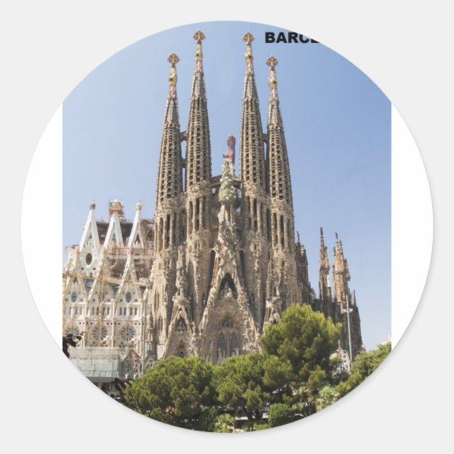 Sticker Rond Sagrada Familia Barcelone Espagne (Devant)