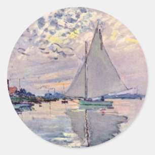Sticker Rond Sailboat At Le Petit-Gennevilliers By Claude Monet