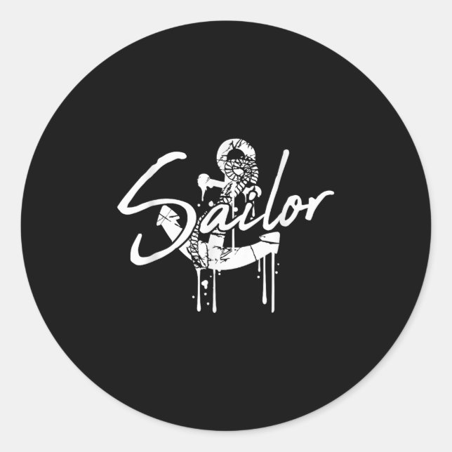 Sticker Rond Sailing Logo Symbol Square Sailboat Ship Captain C (Devant)