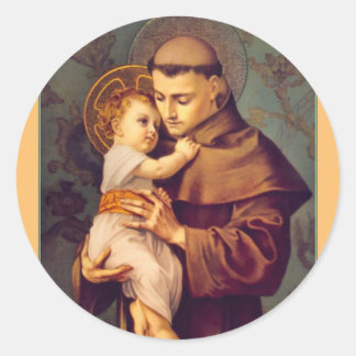 Sticker Rond Saint Antoine de Padoue avec Bébé Jésus