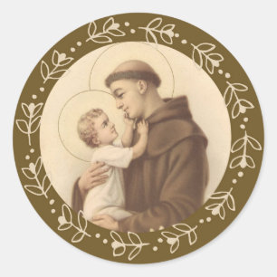 Sticker Rond Saint Antoine de Padoue Baby Jesus