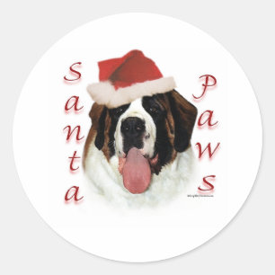 Sticker Rond Saint Bernard Père Noël Paws