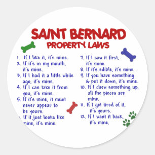 Sticker Rond SAINT BERNARD Propriété Lois 2