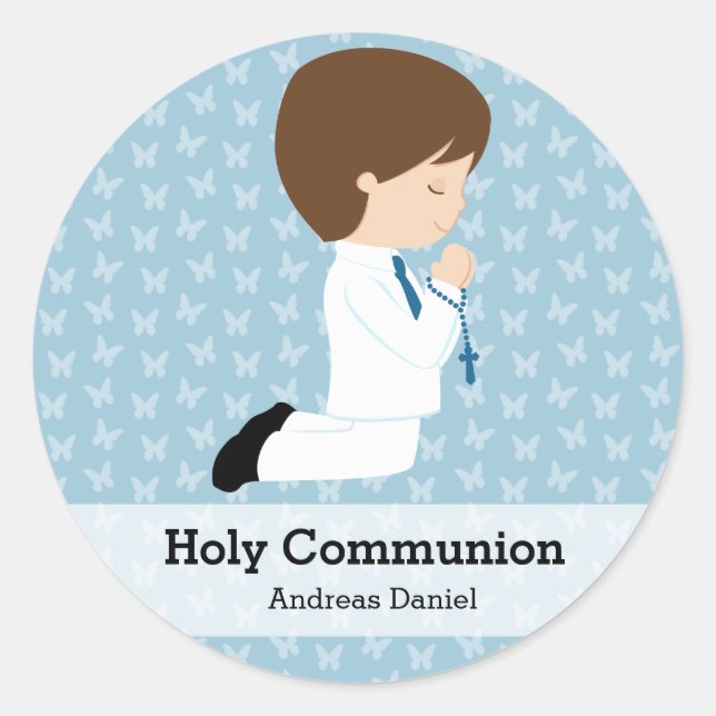 Sticker Rond Saint-Communion garçon * Choisissez votre couleur  (Devant)