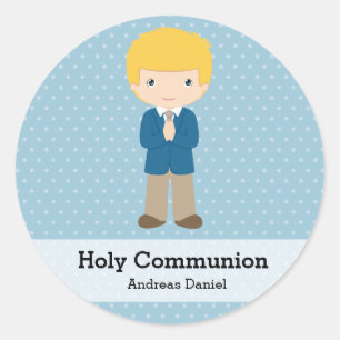 Sticker Rond Saint-Communion garçon * Choisissez votre couleur 