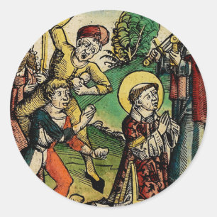Sticker Rond Saint Étienne le Protomartyr Iconographie d'art fi