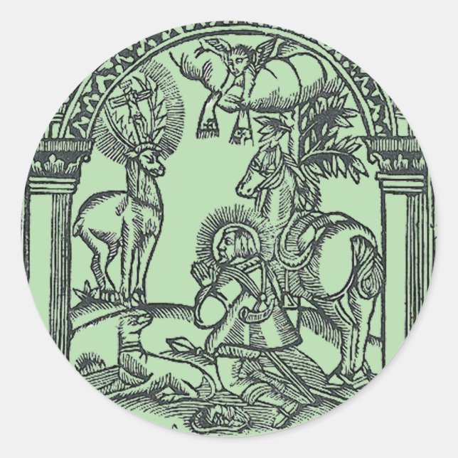 Sticker Rond Saint Eustache voit Jésus-Christ (Devant)