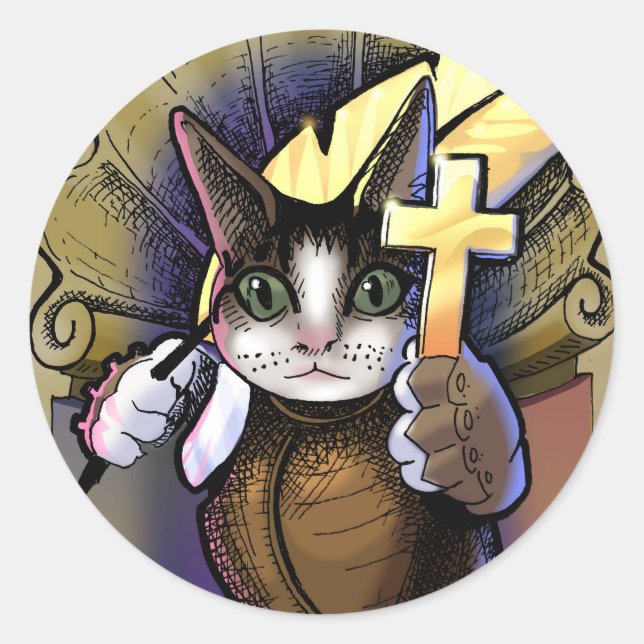 Sticker Rond Saint Expeditus, saint patron des résolutions rapi (Devant)