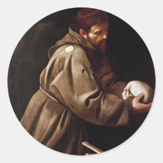 Sticker Rond Saint François dans la prière - Caravaggio