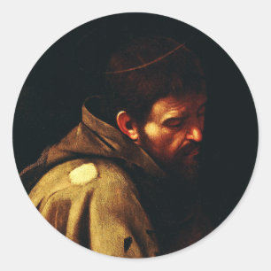 Sticker Rond Saint François d'Assise par Le Caravage Art baroqu
