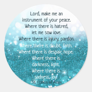 Sticker Rond Saint François d'Assise Prière Snowflake hiver