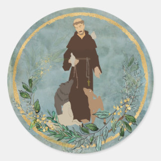 Sticker Rond Saint François d'Assisi Jade Gold Protecteur pour