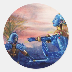 STICKER ROND SAINT GEORGE ET ALIEN DRAGON