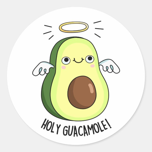 Sticker Rond Saint Guacamole Drôle Goody Avocado Pun (Devant)