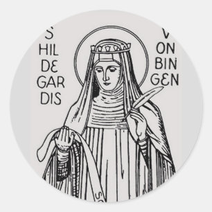 Sticker Rond Saint Hildegard de Bingen Abbess bénédictine