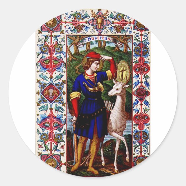 Sticker Rond Saint Hubert de Liège avec le cerf  (Devant)