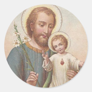 Sticker Rond Saint Joseph, Enfant Jésus, Lily Vintage