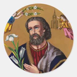 Sticker Rond Saint Joseph gardien de la Sainte Famille