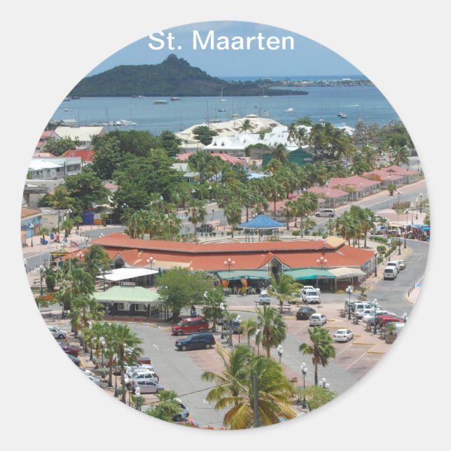 Sticker Rond Saint-Martin - Baie Marigot (Devant)