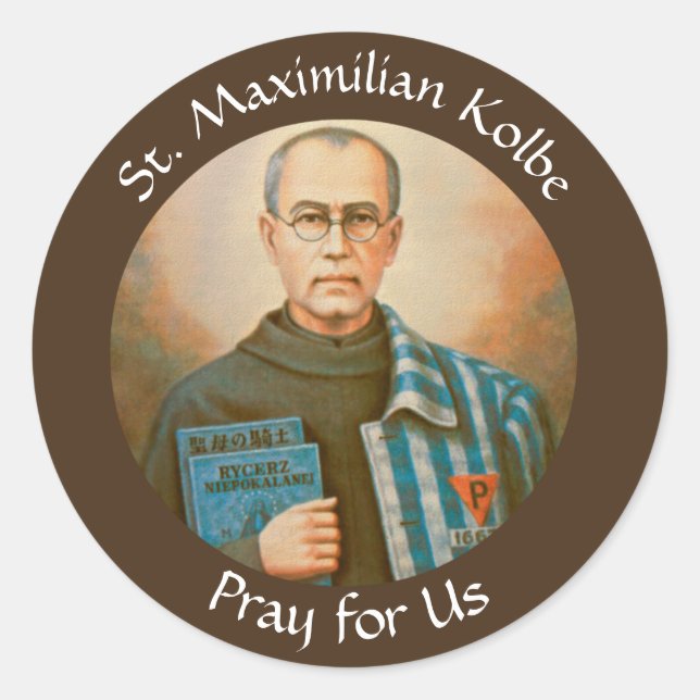 Sticker Rond Saint Maximilian Kolbe Fête Jour 14 août (Devant)