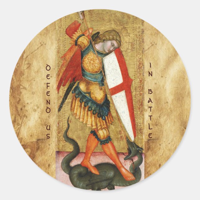 Sticker Rond Saint Michael Archangel et Dragon Sienese (Devant)