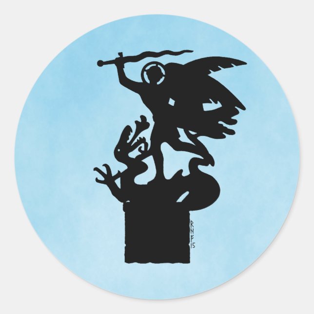 Sticker Rond Saint Michael et Dragon (Devant)